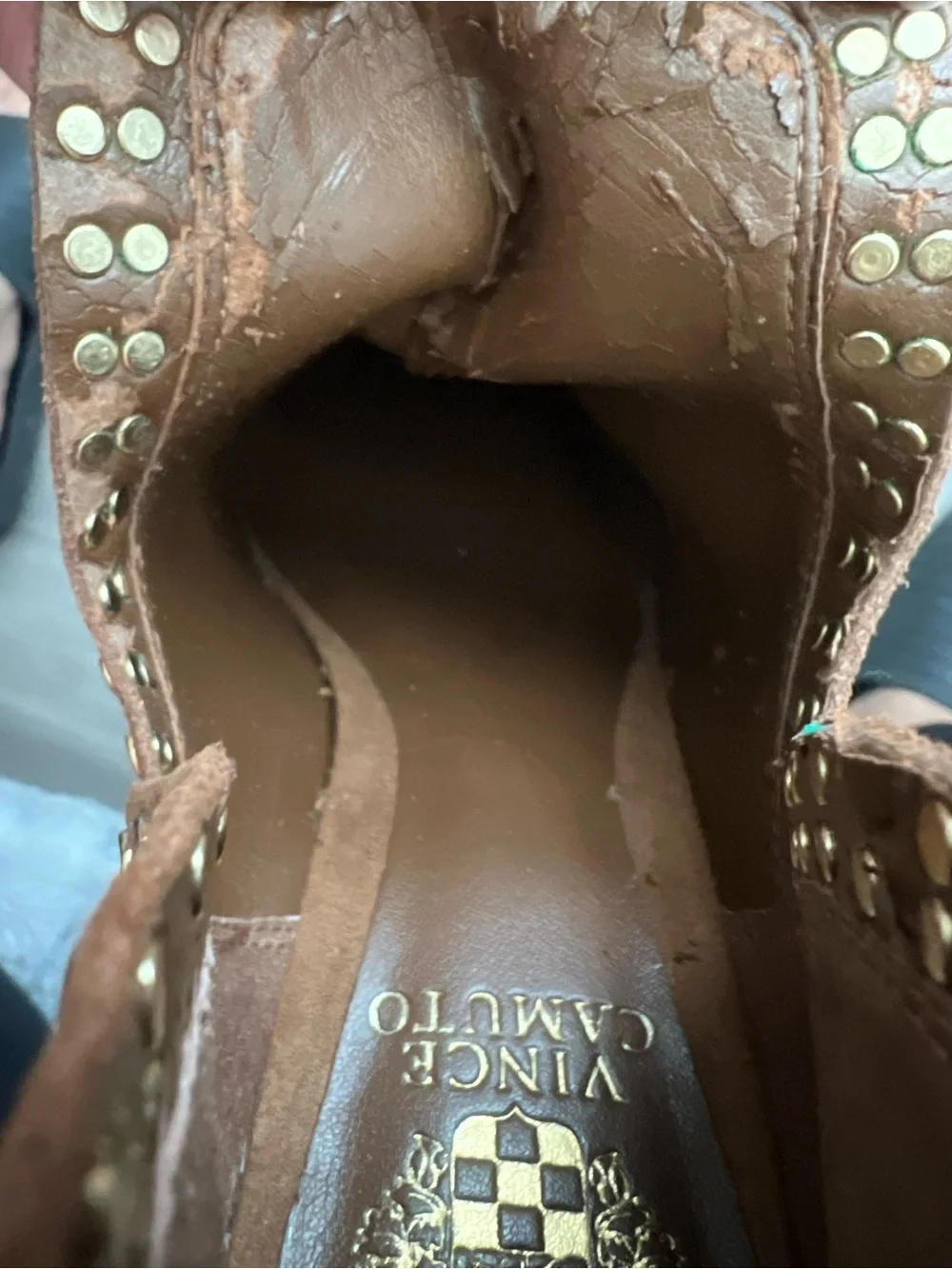 Vince Camuto Brown Suede Studded Cutout Ankle Booties Women’s 9.5 Western Boho